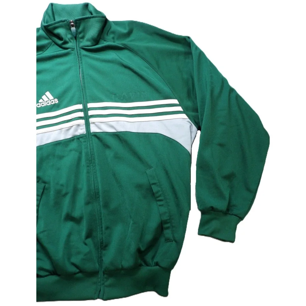 VTG Adidas Track Jacket Men Small Green Y2K Fencing Team Player Issued Full Zip